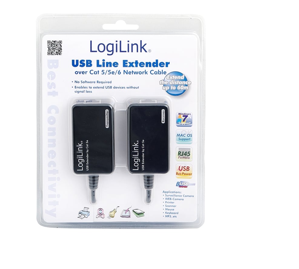 LogiLink Line Extender USB via CAT5/6 interfacekaart/-adapter - Afbeelding 3