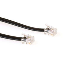 ACT Zwarte 3 meter platte telefoonkabel met RJ12 connectoren