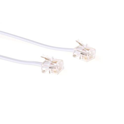ACT Witte 5 meter platte telefoonkabel met RJ11 connectoren