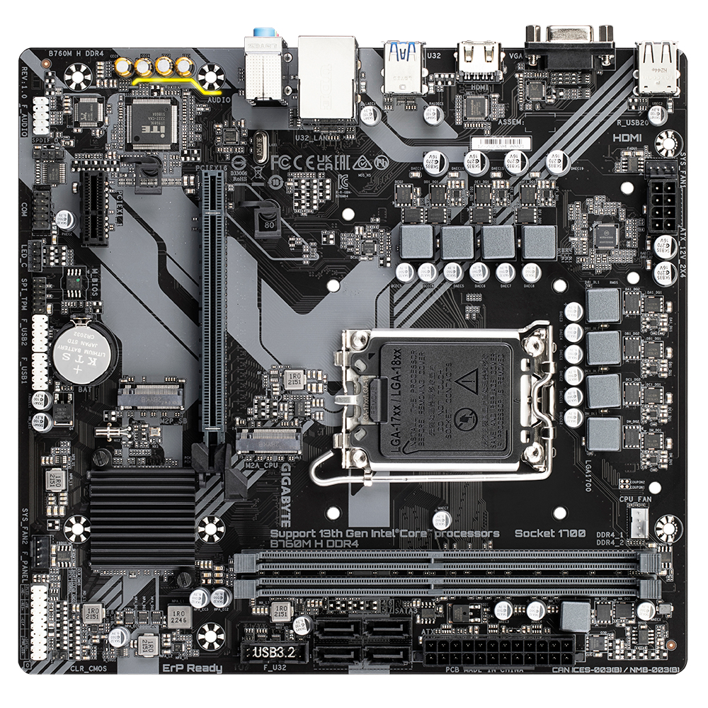 GIGABYTE B760M H DDR4 moederbord Intel B760 Express LGA 1700 micro ATX - Afbeelding 6