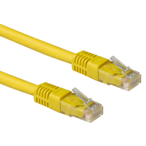 ACT Gele 5 meter LSZH U/UTP CAT6A patchkabel met RJ45 connectoren