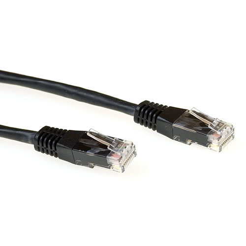 ACT Zwarte 1,5 meter LSZH U/UTP CAT6A patchkabel met RJ45 connectoren