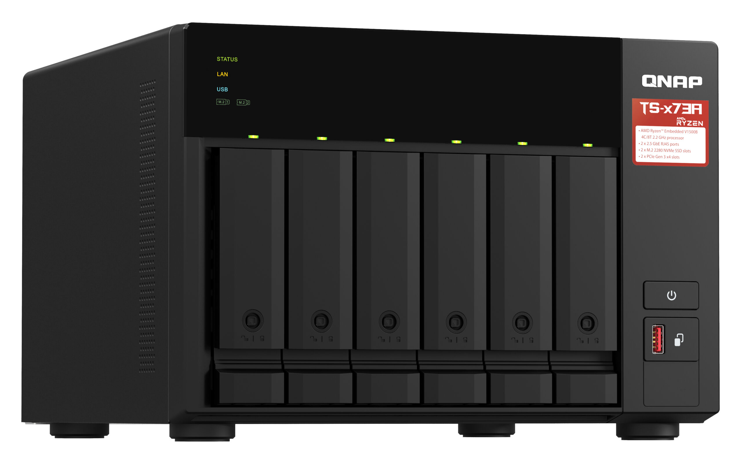 QNAP TS-673A NAS Tower Ryzen Embedded V1500B 8 GB DDR4 0 TB QNAP Turbo System Zwart - Afbeelding 4