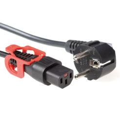 ACT Netsnoer CEE 7/7 male (haaks) - C13 IEC Lock+ zwart 2 m, EL332S