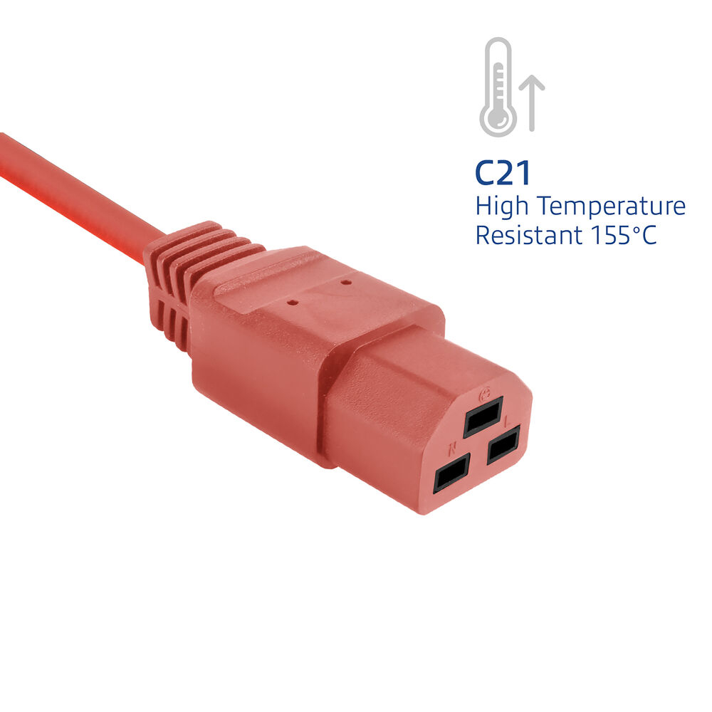 ACT Netsnoer C14 - C21 IEC60320 rood 2,5 m - Afbeelding 5