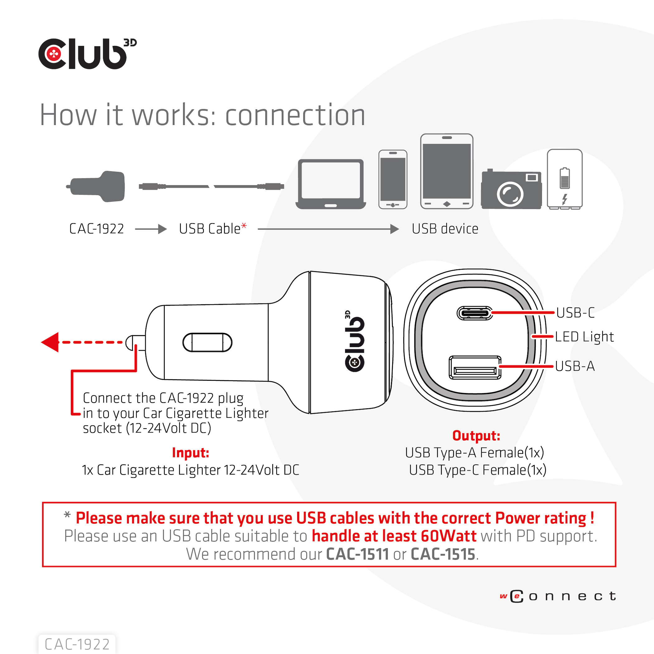 CLUB3D Notebook / Laptop Power Car Charger 63 Watt - Afbeelding 6