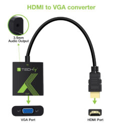 Techly HDMI - VGA+3.5mm M/F 0,15 m Zwart - Afbeelding 5
