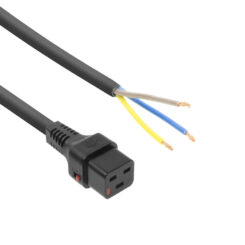 ACT Netsnoer C19 IEC Lock - open einde zwart 2 m, PC1174, 5-Pack