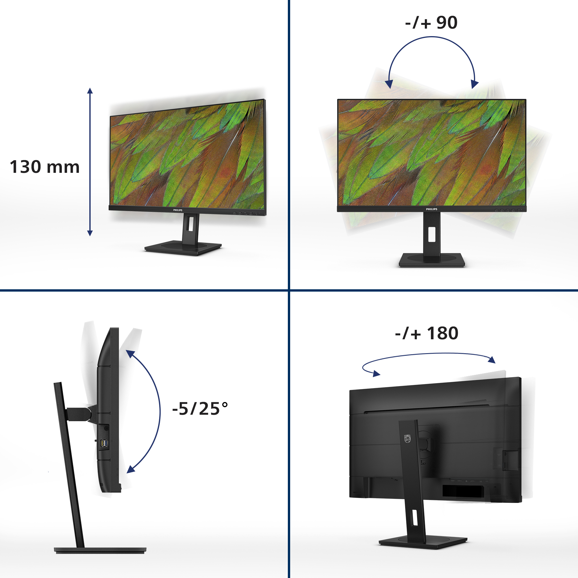 Philips 3000 series 27B1U3900/00 computer monitor 68,6 cm (27") 3840 x 2160 Pixels 4K Ultra HD LCD Zwart - Afbeelding 4