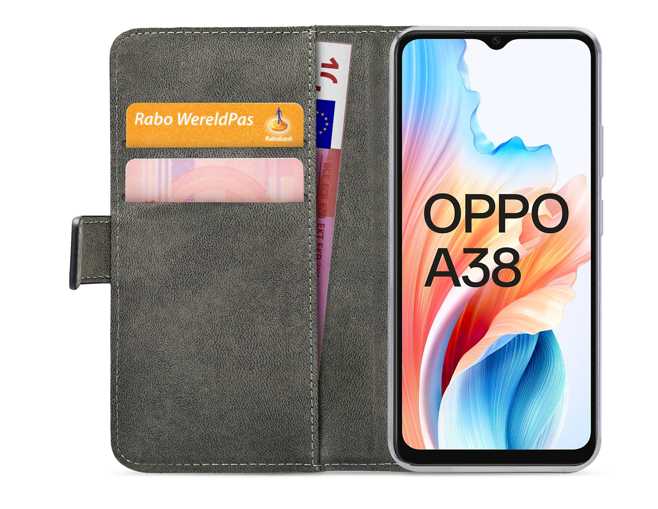 Mobilize Classic Gelly Wallet Book Case OPPO A18/A38 Black - Afbeelding 3