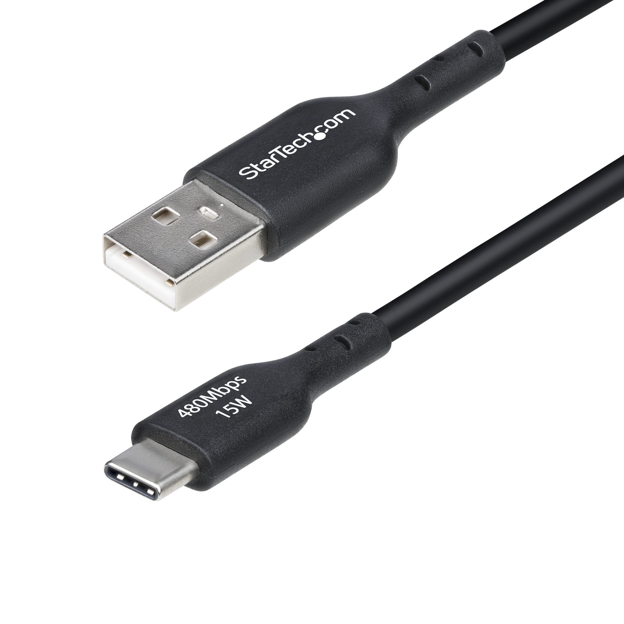 StarTech.com 30cm USB-A naar USB-C Laadkabel, USB-A naar USB Type-C Oplaadkabel, Opladen & Synchroniseren, Fast Charge 3A, USB 2.0 Datakabel, TPE Mantel, Zwart