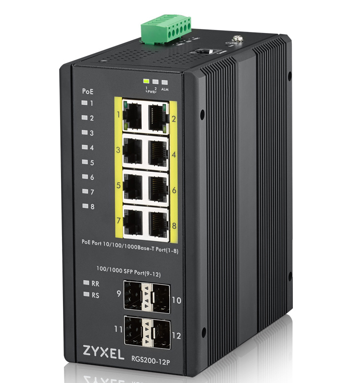 Zyxel RGS200-12P Managed L2 Gigabit Ethernet (10/100/1000) Power over Ethernet (PoE) Zwart - Afbeelding 2