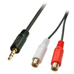Lindy 35678 audio kabel 0,25 m 2 x RCA 3.5mm Zwart, Rood, Wit - Afbeelding 2