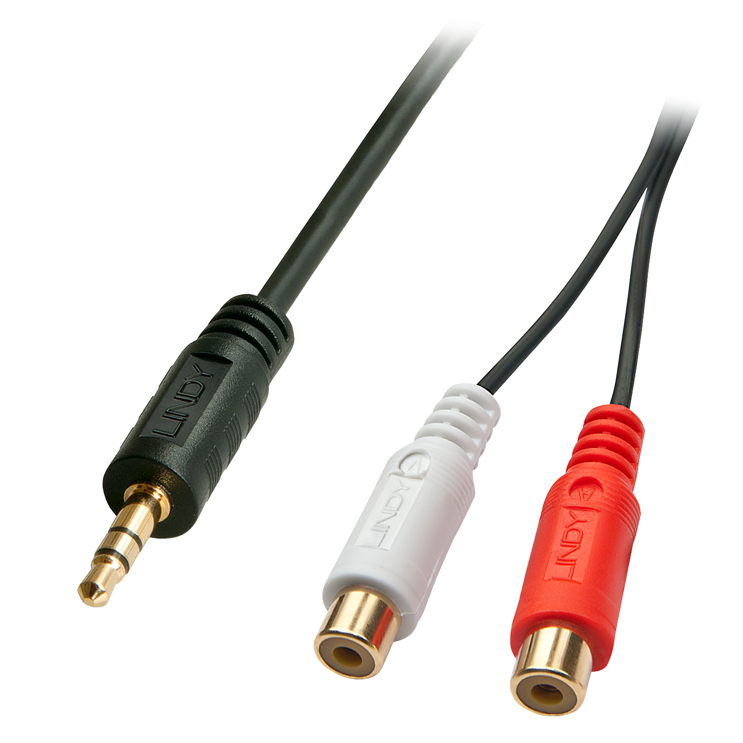 Lindy 35678 audio kabel 0,25 m 2 x RCA 3.5mm Zwart, Rood, Wit