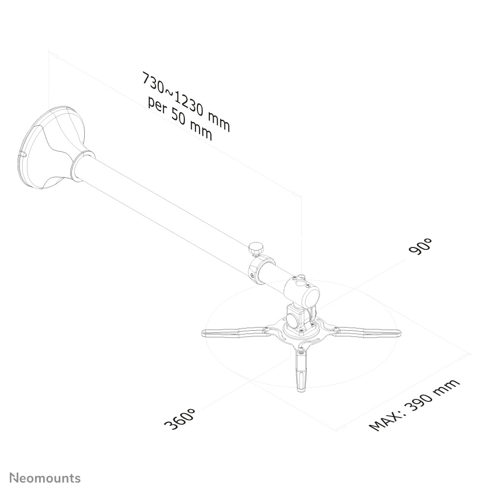 Neomounts BEAMER-W100SILVER Beamer muurbeugel - d 73-123 cm - full motion - Afbeelding 4