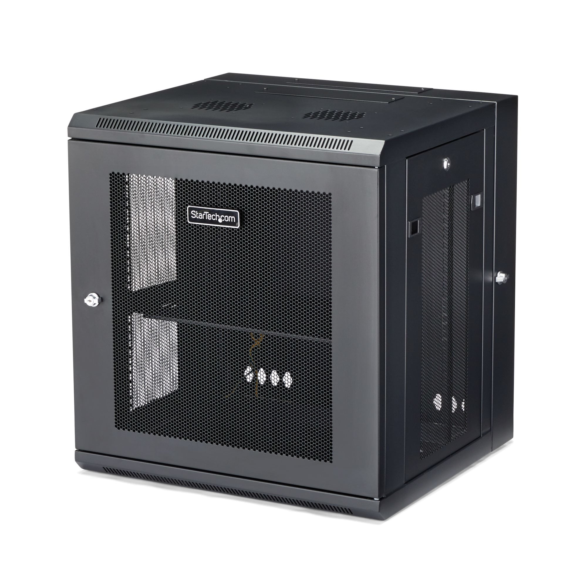 StarTech.com 4 Post 12U Wandmonteerbare Netwerkkast met 1U Schap, 19" Scharnierende Patchkast voor Data/AV/Electronica/Computer Apparatuur, Veelzijdig Geventileerd Server Rack, Vergrendelbaar - Afbeelding 2