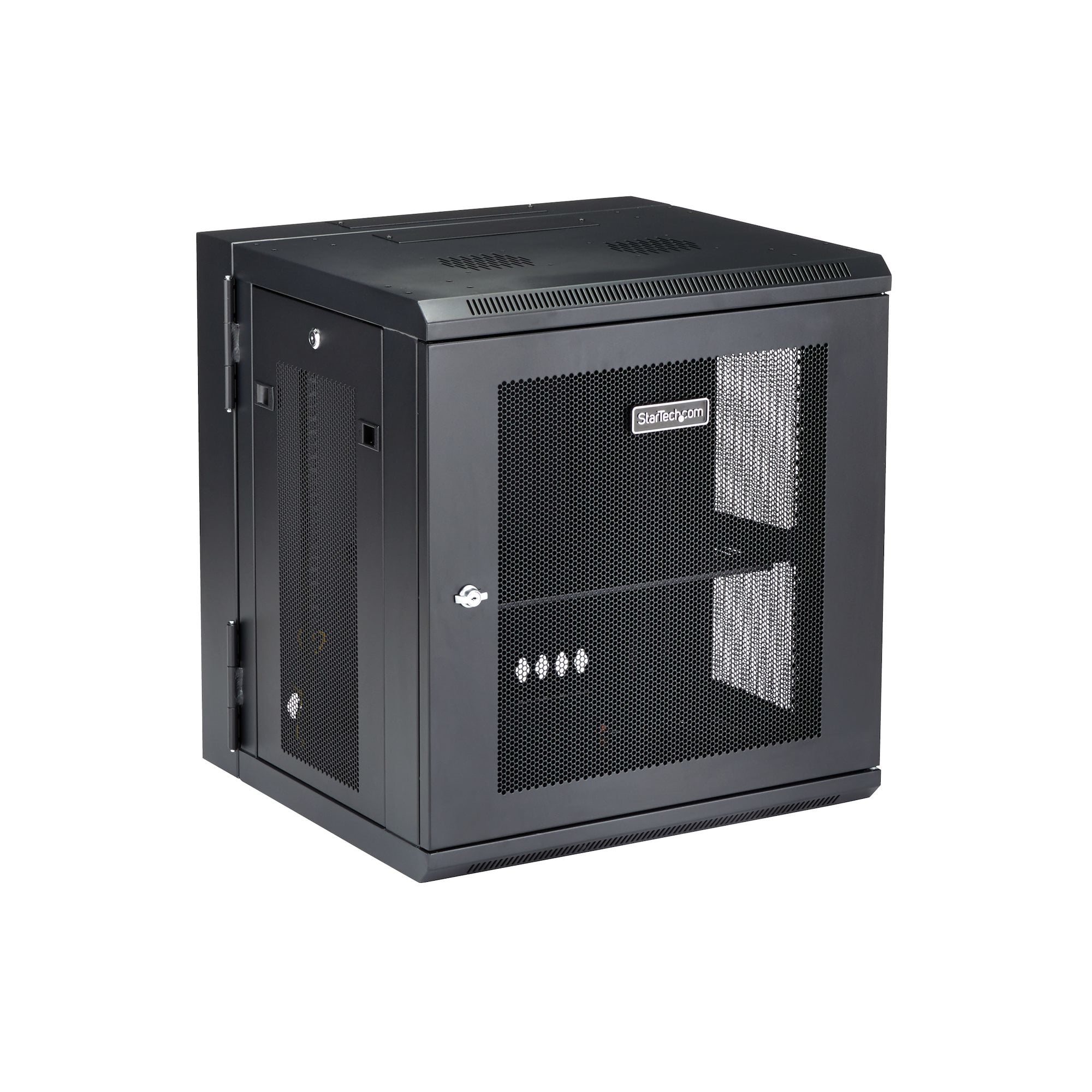 StarTech.com 4 Post 12U Wandmonteerbare Netwerkkast met 1U Schap, 19" Scharnierende Patchkast voor Data/AV/Electronica/Computer Apparatuur, Veelzijdig Geventileerd Server Rack, Vergrendelbaar - Afbeelding 3