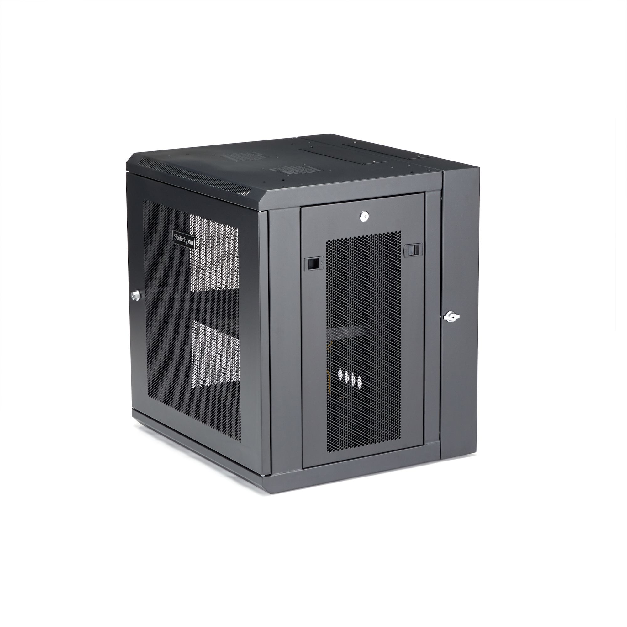 StarTech.com 4 Post 12U Wandmonteerbare Netwerkkast met 1U Schap, 19" Scharnierende Patchkast voor Data/AV/Electronica/Computer Apparatuur, Veelzijdig Geventileerd Server Rack, Vergrendelbaar - Afbeelding 4