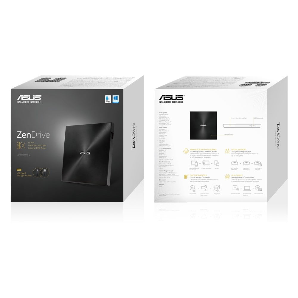ASUS ZenDrive U9M optisch schijfstation DVD±RW Zwart - Afbeelding 7