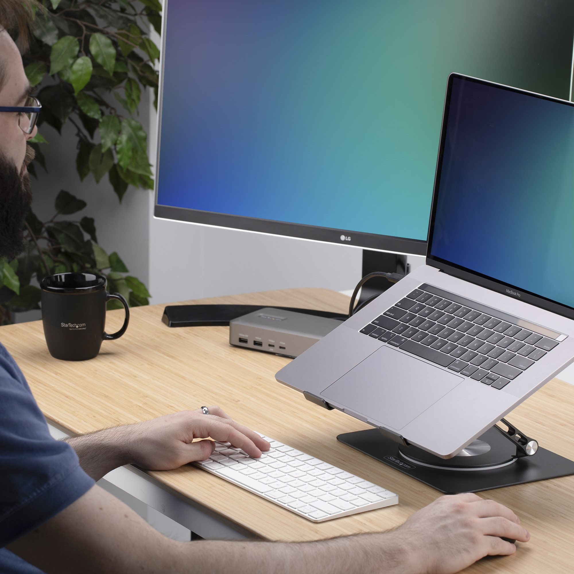 StarTech.com Draaibare Laptopstandaard, 360 Roterende Laptophouder voor Computer, Verhoogd plateau met Verstelbare Kanteling, Max 5kg, Aluminium - Afbeelding 7