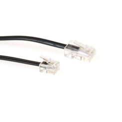 ACT Zwarte 3 meter platte telefoonkabel met RJ11 en RJ45 connectoren