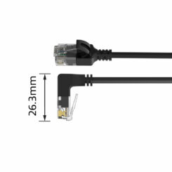 ACT Zwarte 0,5 meter U/UTP CAT6A LSZH slimline patchkabel met RJ45 connectoren, recht naar 90° haaks beneden - Afbeelding 4