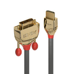 Lindy 36195 video kabel adapter 2 m HDMI Type A (Standaard) DVI-D Goud, Grijs - Afbeelding 2