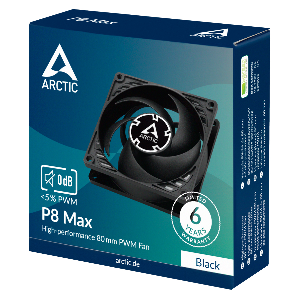 ARCTIC P8 Max Computer behuizing Ventilator 8 cm Zwart 1 stuk(s) - Afbeelding 7