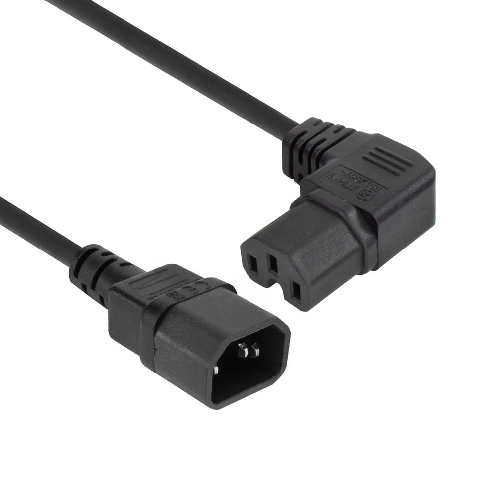 ACT Netsnoer C14 - C15 (haaks rechts) IEC60320 zwart 0,6 m