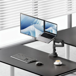 ACT Monitorarm 49" met laptophouder office premium, gasveer, paalbevestiging, 1 scherm - Afbeelding 9