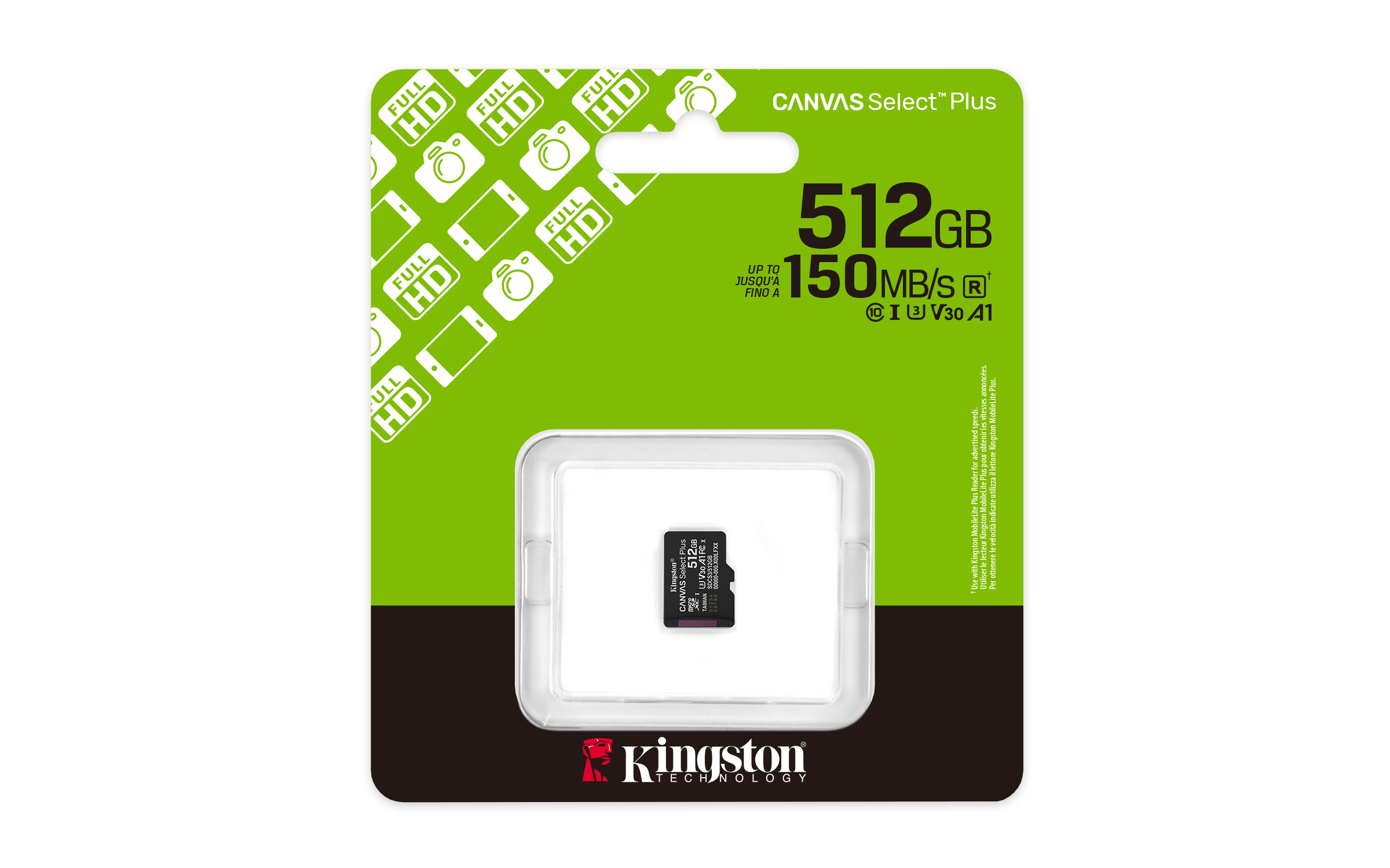 Kingston Technology 512GB micSDXC Canvas Select Plus Gen3 150R A1 enkel pakket zonder ADP - Afbeelding 4