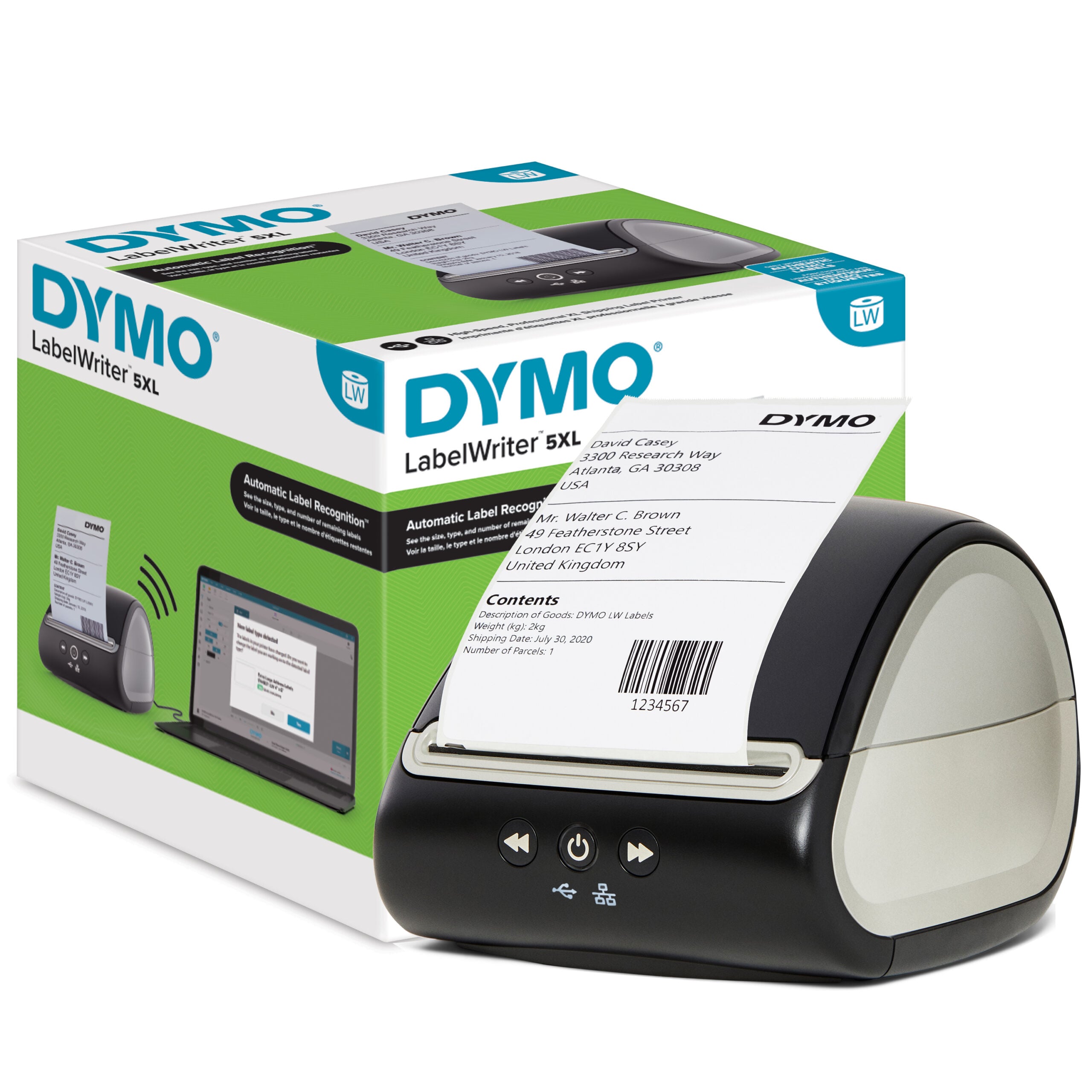DYMO LabelWriter 5XL Labelprinter | Automatische labelherkenning labelmaker | Drukt extra brede verzendlabels af voor Amazon, DHL en meer | Perfect voor webwinkeliers | Tweepolige EU-stekker - Afbeelding 3