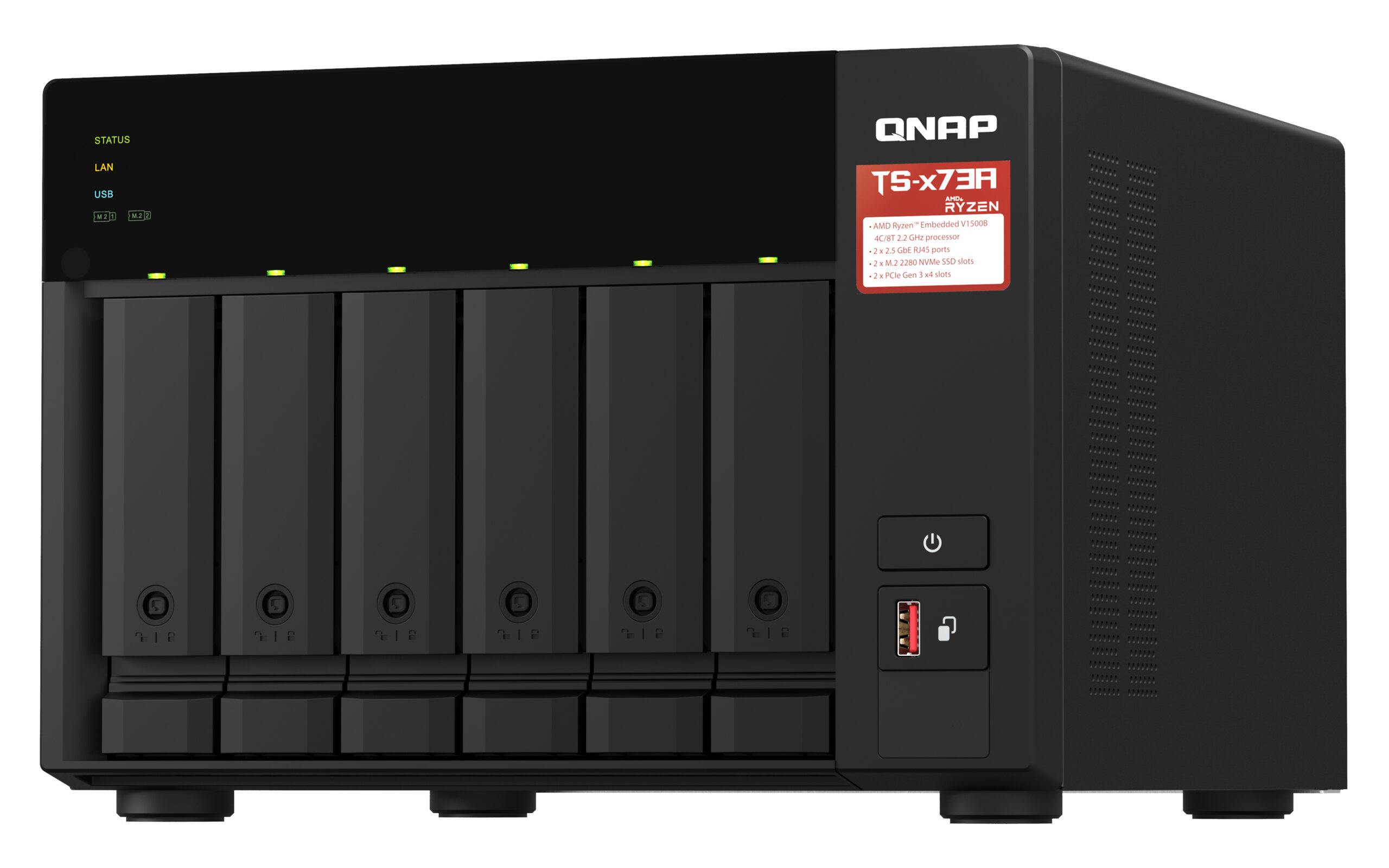 QNAP TS-673A NAS Tower Ryzen Embedded V1500B 8 GB DDR4 0 TB QNAP Turbo System Zwart - Afbeelding 6