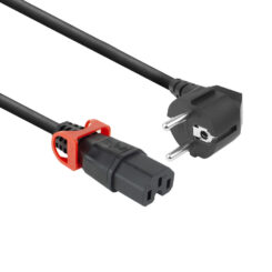 ACT Netsnoer CEE 7/7 male (angled) - C15 IEC Lock+ zwart 3 m, EL605S - Afbeelding 2