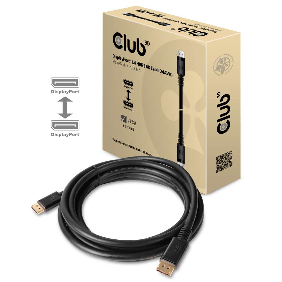 CLUB3D DisplayPort 1.4 HBR3 8K Kabel M/M 4meter - Afbeelding 3