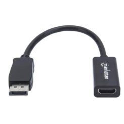 Manhattan DisplayPort 1.1 naar HDMI adapterkabel, 1080p@60Hz, 15 cm, mannelijk naar vrouwelijk, actieve signaalomzetting, met vergrendeling, niet bi-directioneel, zwart, 3 jaar garantie, equivalent aan DP2HDMI - Afbeelding 4
