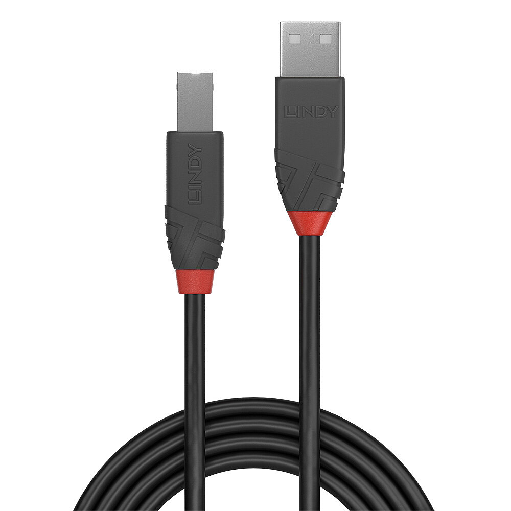 Lindy 36671 USB-kabel USB 2.0 0,5 m USB A USB B Zwart, Grijs - Afbeelding 3