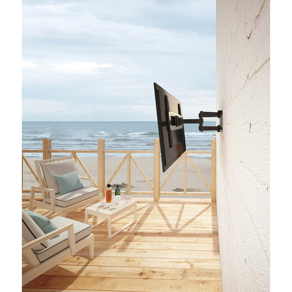 Manhattan Buiten wandbeugel voor TV’s en monitoren (Volledig Verstelbaar), voor schermen 37"–65", VESA-compatibiliteit: van 200×200 tot 600×400 mm (controleer de afmetingen van de vier montagegaten aan de achterzijde), max 50 kg, weerbestendig, zwart - Afbeelding 3