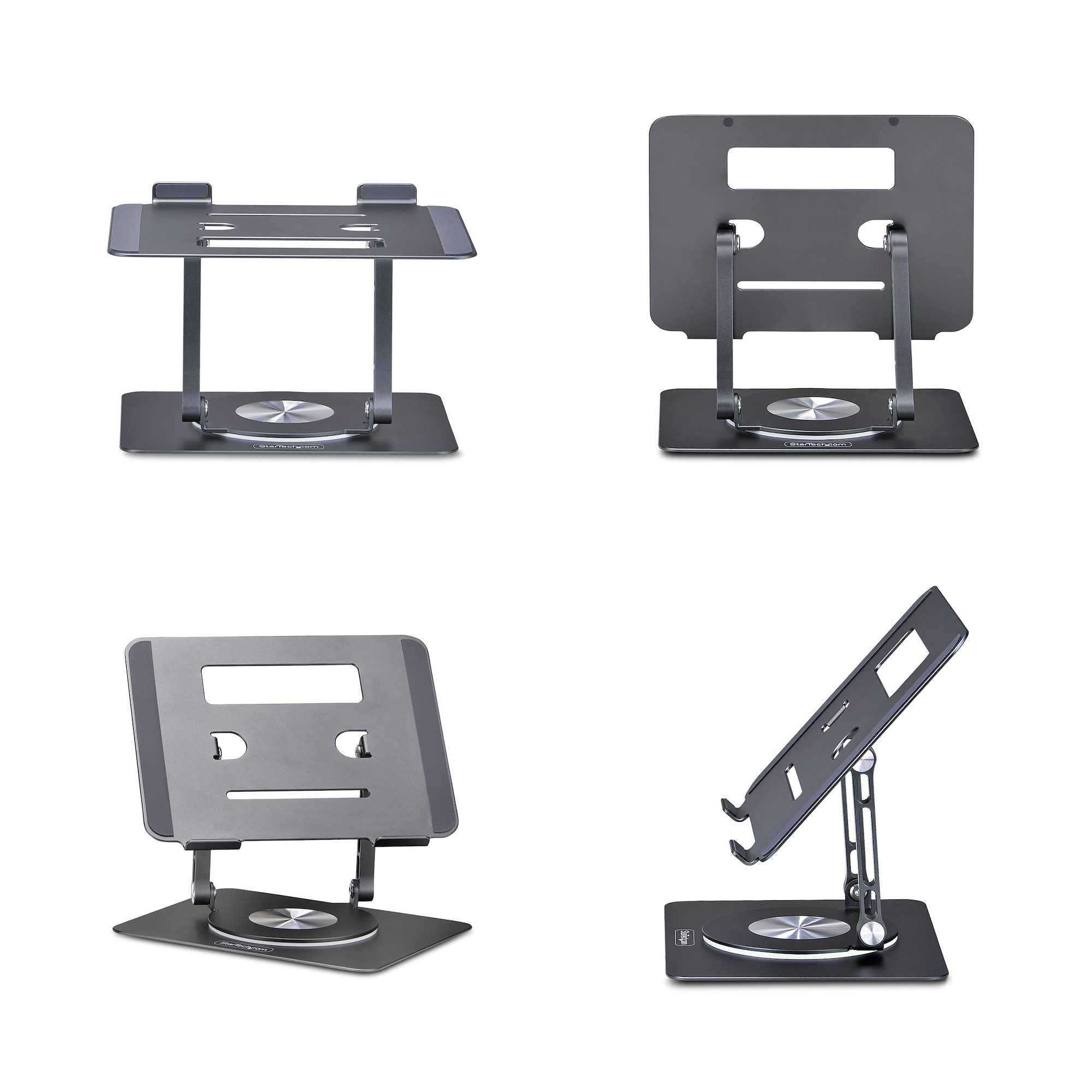 StarTech.com Draaibare Laptopstandaard, 360 Roterende Laptophouder voor Computer, Verhoogd plateau met Verstelbare Kanteling, Max 5kg, Aluminium - Afbeelding 4
