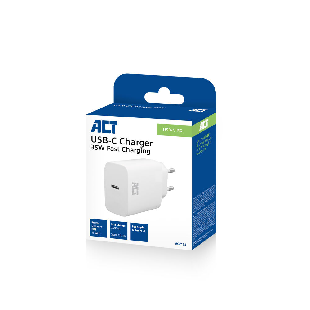 ACT USB-C Lader 35W met Power Delivery PPS en GaNFast - Afbeelding 3