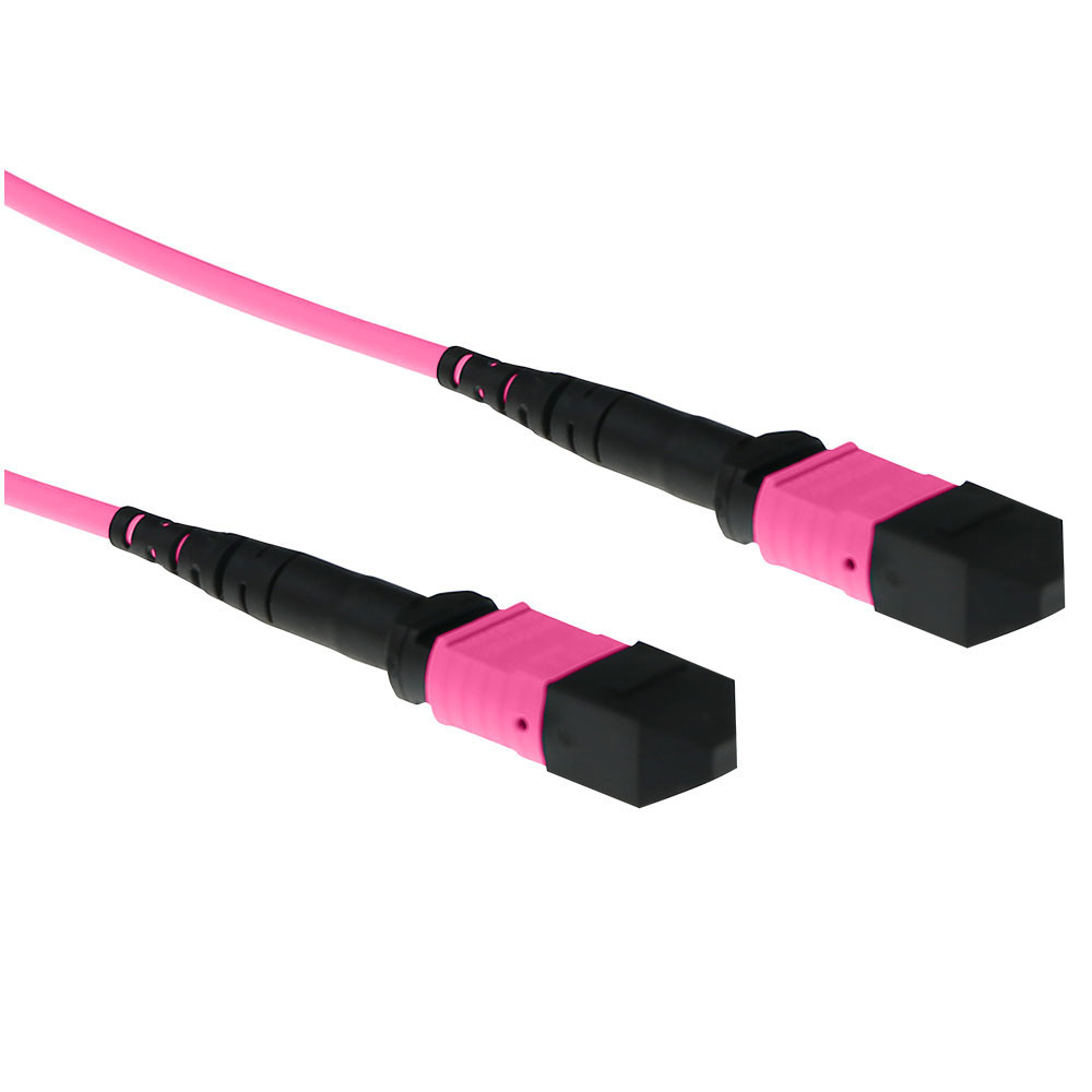 ACT 12 meter Multimode 50/125 OM4 glasvezel patchkabel polarity A met MTP female connectoren