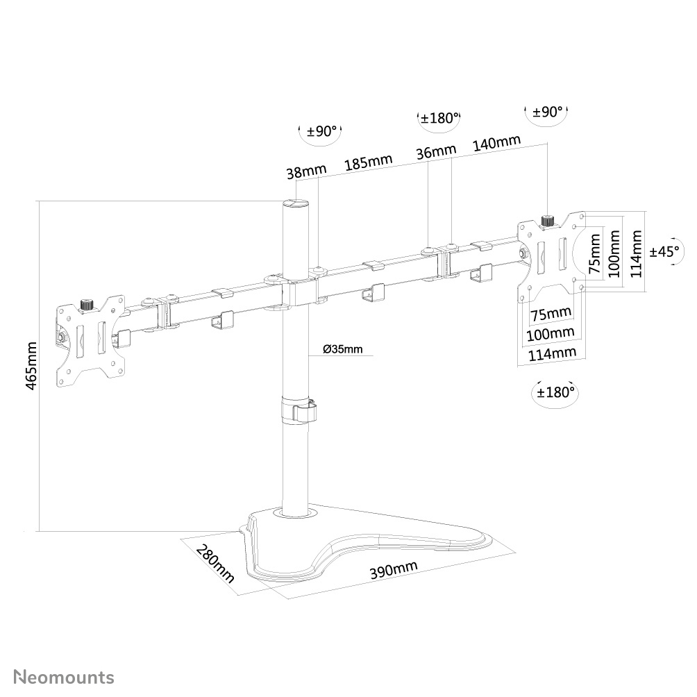 Neomounts FPMA-D550DDBLACK Monitorstandaard 10-32" - Afbeelding 12