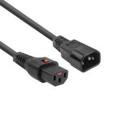 ACT Netsnoer C13 IEC Lock - C14 zwart 2 m, PC1021, 5-Pack