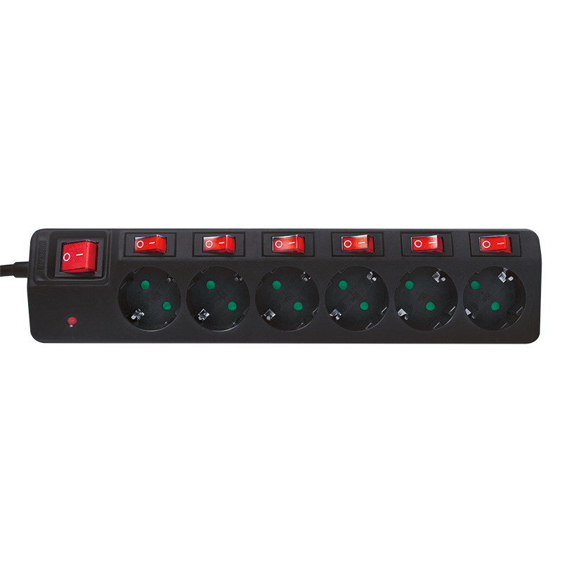 LogiLink LPS233 power uitbreiding 1,5 m 6 AC-uitgang(en) Binnen Zwart - Afbeelding 3
