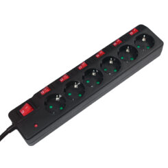 LogiLink LPS233 power uitbreiding 1,5 m 6 AC-uitgang(en) Binnen Zwart - Afbeelding 2