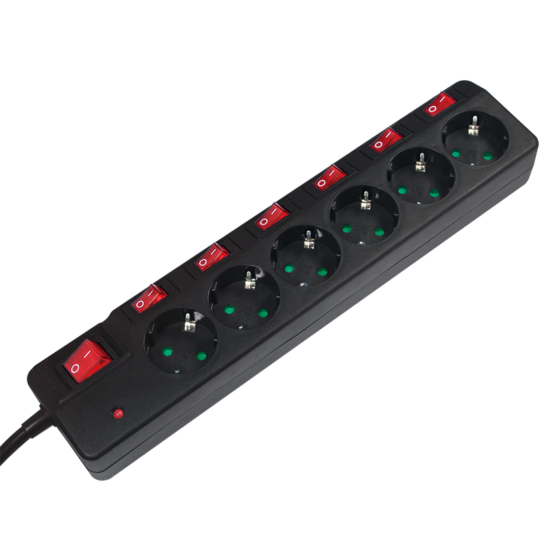 LogiLink LPS233 power uitbreiding 1,5 m 6 AC-uitgang(en) Binnen Zwart - Afbeelding 2