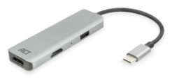 ACT USB-C 4K multiport adapter voor 2 HDMI schermen, USB-A datapoort