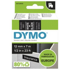 DYMO originele D1 labels | Witte Tekst op Zwart Label | 12 mm x 7 m | zelfklevende etiketten voor de LabelManager labelprinter - Afbeelding 2