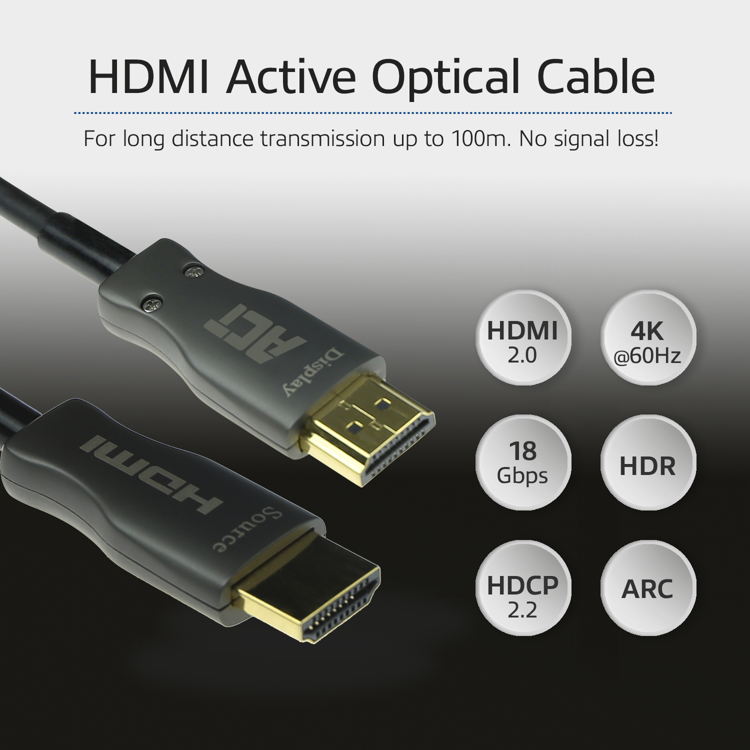 ACT 50 meter HDMI Premium 4K Active Optical Cable v2.0 HDMI-A male - HDMI-A male - Afbeelding 6