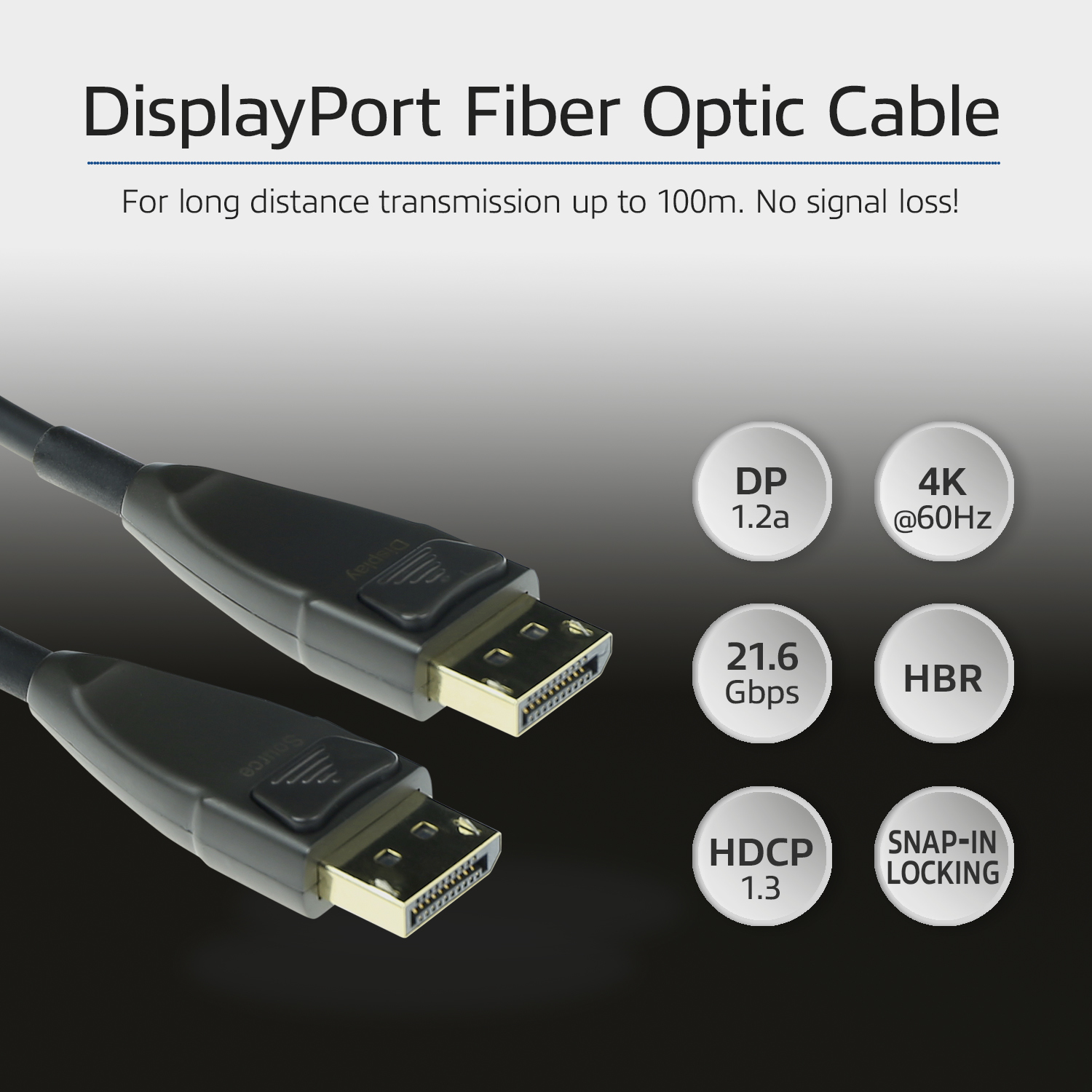 ACT 10 meter DisplayPort Active Optical Cable DisplayPort male - DisplayPort male - Afbeelding 5